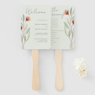 水彩花パステルグリーン ハンドファン