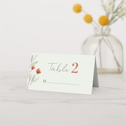 水彩花パステルグリーン プレイスカード (正面)