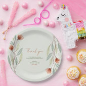 水彩花パステルグリーン ペーパープレート (パーティー)