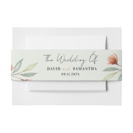 水彩花パステルグリーン 招待状ベリーバンド