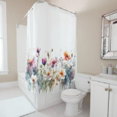 水彩花パステルボタニカルミニマルホテル シャワーカーテン (インサイチュ)
