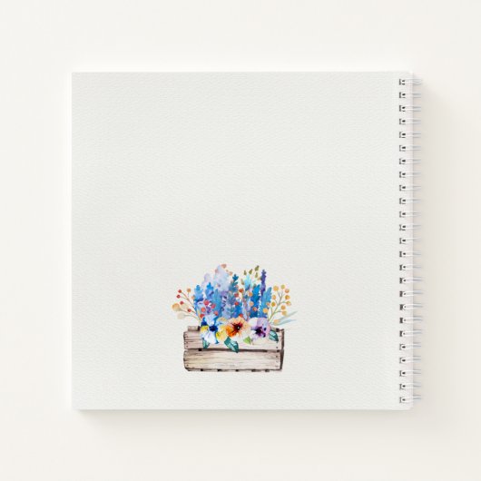 水彩花パーソナライズされた箱 ノートブック (裏面)