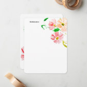 水彩花パーソナライズされた ノートカード (正面/裏面インサイチュ)