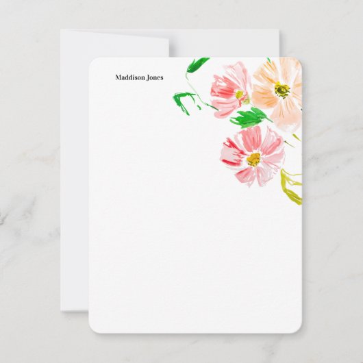 水彩花パーソナライズされた ノートカード (正面)