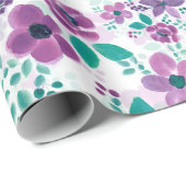 水彩花パープルピンク植物園 ラッピングペーパー (ロールコーナー)