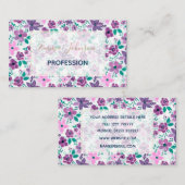 水彩花パープルピンク植物園 名刺 (正面/裏面)