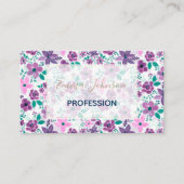 水彩花パープルピンク植物園 名刺 (正面)
