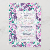 水彩花パープルピンク植物園 招待状 (正面/裏面)