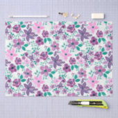 水彩花パープルピンク植物園 薄葉紙 (クラフト)