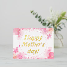 水彩花ピンクお母さん日