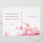 水彩花ピンクお母さん日 箔シーズンポストカード (裏面)