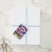 水彩花ピンクのポピーイラストレーション花 ギフトタグ (より糸付き)