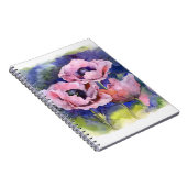 水彩花ピンクのポピーイラストレーション花 ノートブック (右側)