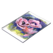 水彩花ピンクのポピーイラストレーション花 ノートブック (左側)