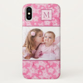 水彩花ピンクのモノグラム写真 Case-Mate iPhoneケース (裏面)