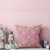 水彩花ピンクの子供用スロー枕 クッション