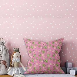 水彩花ピンクの子供用スロー枕 クッション