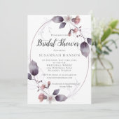 水彩花ピンクの花葉のブライダルシャワー 招待状 (スタンド正面)