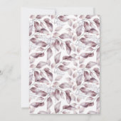 水彩花ピンクの花葉のブライダルシャワー 招待状 (裏面)