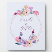 水彩花ピンク紫フレーム フォトプラーク (正面)