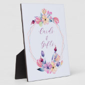 水彩花ピンク紫フレーム フォトプラーク (側面)