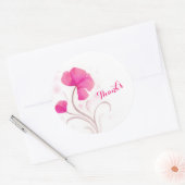 水彩花ピンク結婚のステッ感謝していク ラウンドシール (封筒)