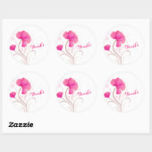 水彩花ピンク結婚のステッ感謝していク ラウンドシール (シート)