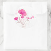 水彩花ピンク結婚のステッ感謝していク ラウンドシール (バッグ)