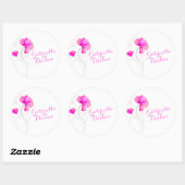 水彩花ピンク結婚の花婿ステッカー ラウンドシール (シート)