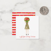 水彩花ファッションガールギフトエンクロージャー ノートカード (正面/裏面インサイチュ)