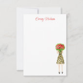 水彩花ファッション女の子 サンキューカード (正面)