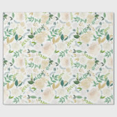 水彩花フェイク金ゴールドグリッター箔 ラッピングペーパー (フラット)