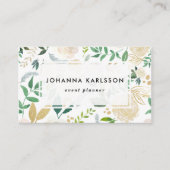 水彩花フェイク金ゴールドグリッター箔 名刺 (正面)