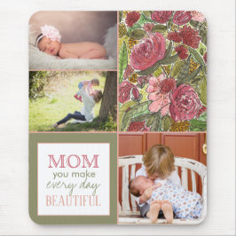 水彩花フォトコラージュ母の日モウ マウスパッド