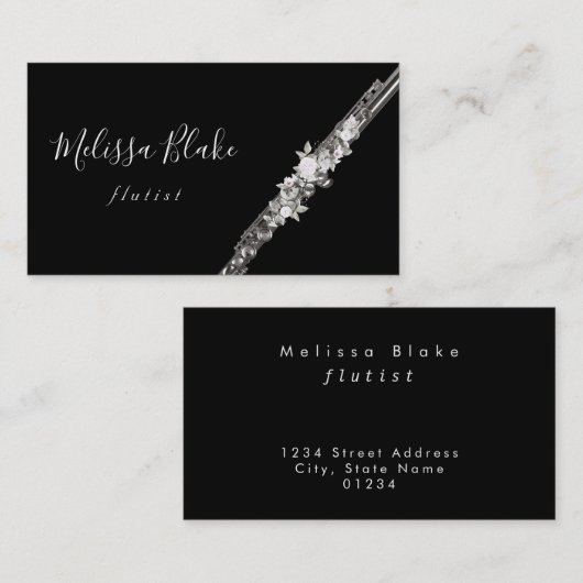 水彩花フルート 名刺 (正面/裏面)