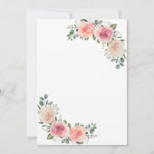 水彩花フレームピンク赤ちゃんシャワー 招待状 (裏面)