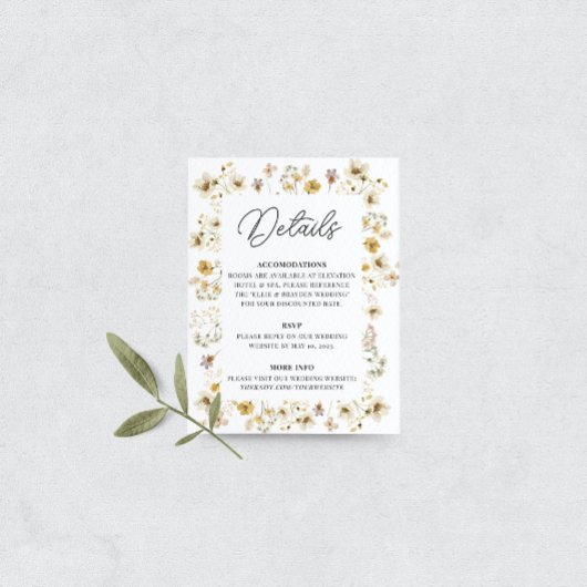 水彩花フレーム 結婚の詳細 エンクロージャーカード