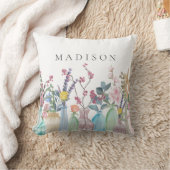 水彩花フローラガーデン開花インボトル クッション (ブランケット)