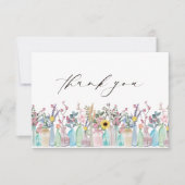 水彩花フローラガーデン開花結婚ズ サンキューカード (正面)