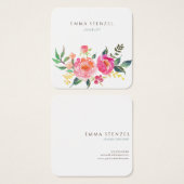 水彩花フローラスクエアビジネスカード (正面&裏面)