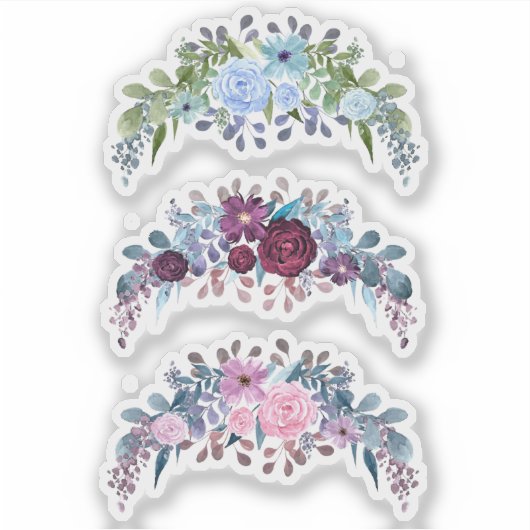 水彩花フローラリースレトロヴィンテージブルー シール (正面)