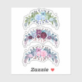 水彩花フローラリースレトロヴィンテージブルー シール (シート)