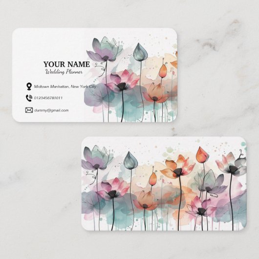 水彩花フローラ名刺 名刺 (正面/裏面)