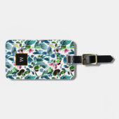 水彩花ブラックモノグラム金ゴールド ラゲッジタグ (正面横)