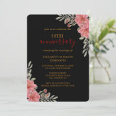 水彩花ブラック50結婚周年 招待状 (スタンド正面)