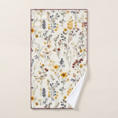 水彩花ブルゴーニュ黄色ブルーグリーン バスタオルセット (ハンドタオル)