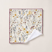 水彩花ブルゴーニュ黄色ブルーグリーン バスタオルセット (ウォッシュタオル)