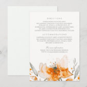 水彩花ブーケオレンジ結婚の詳細 エンクロージャーカード (正面/裏面)