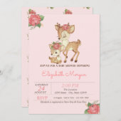 水彩花ベビーデアーズベビーシャワー 招待状 (正面/裏面)