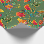 水彩花ペイズリー図 ラッピングペーパー (角)